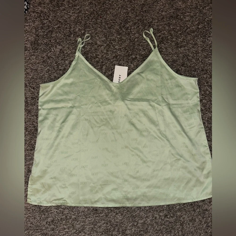 Women’s DKNY Mint Green Sexy Silky 2-Piece Short Tank Loungewear Set Size XL NWT